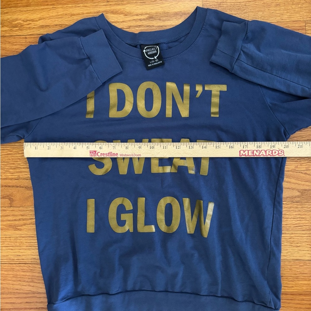 Project Karma Sweatsuit Women’s Large 11-13 Juniors Blue I DON’T SWEAT I GLOW - Picture 4 of 10